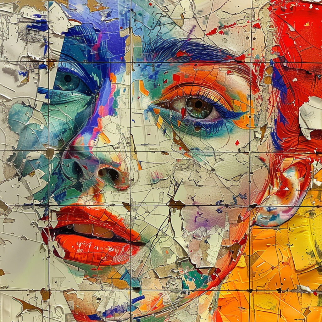 shatteredbeauty - colorfulreflections - artandlight - brokenart - creativeexpression - fragmentedportrait - innerstrength - colorsoflife - artisticjourney - vividart - soulshine - mosaicofemotions - artisticvision - resilientart - colorfulsoul